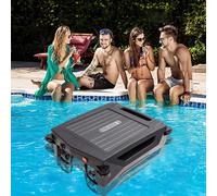 QFGain Robot Pulitore Solare Automatico per Piscina con Skimmer, Doppia modalità di Ricarica, Pulizia Automatica Senza Fili, Funzione di Guida Intelligente, con Ampio Cestello Portaskimmer da 3,4 L