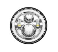 QFJFBGGH Faro Moto Fari Anteriori Moto Da 7 Pollici A LED Con Luci Diurne Halo Per Royal Per Enfield Per Himalayan 400 411 650 350 Per Cafe Per Racer Fari anteriori a Led(Headlight silver)