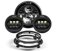 QFJFBGGH Faro Moto Faro Anteriore A LED 7 Pollici Moto Con Luce Sorpasso Ausiliaria A LED Da 4-1/2" E 4.5 Pollici Per Touring Per Electra Per Glide Fari anteriori a Led(Black set)