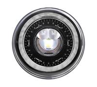 QFJFBGGH Faro Moto Faro Anteriore A LED Da 7 Pollici + Fendinebbia Da 4.5 Pollici Con Anello Halo Angel Eyes Indicatori Direzione Set Fari Ausiliari Moto Fari anteriori a Led(01 Black)