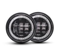 QFJFBGGH Faro Moto Faro Anteriore A LED Da 7 Pollici + Fendinebbia Da 4.5 Pollici Con Anello Halo Angel Eyes Indicatori Direzione Set Fari Ausiliari Moto Fari anteriori a Led(02 Black)