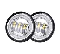QFJFBGGH Faro Moto Faro Anteriore A LED Da 7 Pollici + Fendinebbia Da 4.5 Pollici Con Anello Halo Angel Eyes Indicatori Direzione Set Fari Ausiliari Moto Fari anteriori a Led(02 Chrome)