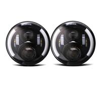 QFJFBGGH Faro Moto Faro Anteriore Rotondo A LED 7 Pollici Auto H4 Hi-Lo Con Halo Angel Eyes Faro Anteriore Moto Per Lada Per Niva 4X4 12V 24V Fari anteriori a Led(50w black half halo)