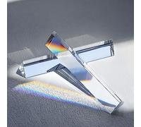 QFkris Confezione da 2 prismi triangolari in vetro ottico K9 da 15,2 cm, trasparente, triplo prisma per fotografia, effetti, insegnamento, fisica, spettro luminoso, kit ottica, trasparente