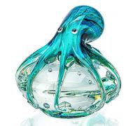 QFkris QF - Statuetta di polpo fatta a mano, in vetro soffiato, idea regalo per Natale, compleanno, decorazione per la casa, colore blu/verde