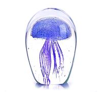 QFkris Statuette di meduse in vetro soffiato a mano viola da collezione, fermacarte in vetro scultura a forma di animale marino per la decorazione della tavola dell'acquario