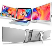 QGE Estensore schermo per computer portatile, 14 pollici, FHD 1080P, triplo monitor per estensione del computer portatile, rotazione di 315°, schermo doppio monitor per laptop da 13"-16,5", tipo