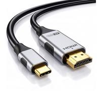 QGECEN Cavo USB C a HDMI 2 m, 4K@60Hz, compatibile Thunderbolt 3/4/5 | Adattatore Type C a HDMI, alluminio, placcato oro; MacBook Pro M5/M4/M3, iPhone 17/16/15, Galaxy S26/S25/S24, Steam Deck