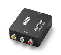 QGECEN Convertitore RCA a HDMI, Adattatore AV a HDMI Mini 1080P, da Composite Video Audio a HDMI, Plug & Play con Cavo di Alimentazione USB, PAL/NTSC/SECAM per PS1 PS2 Wii N64 VHS VCR DVD