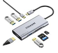 QGeeM Hub USB C 7 in 1 Adattatore con HDMI 4K, 3 USB-A 3.0 5Gbps, Lettore Schede SD/TF, PD 100W, per MacBook Air/Pro, iMac, iPad Pro, Docking Station per iPhone 15/16 Ipad Pro max