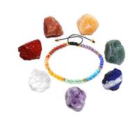 QGEM gioielli 7 Chakra Healing pietre preziose Feng Shui Reiki terapia energetica Yoga decorazione + Balance Buddha Bracciale con ciondolo OM per uomo e donna. e Lega, colore: Bunt(chakra-13)