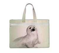 QGGHNISD Antartide Penguins Canvas Tote Bag Documenti Organizer Bag Zipper File Storage Borsa Portatile Ufficio Viaggio Bag, Pittura Sigillo Arpa, Taglia unica