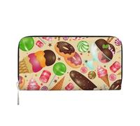 QGGHNISD Arancione Softball Baseball Sul Fuoco e Acqua Portafoglio Lungo Delle Donne In Pelle Cerniera Frizione Borsa Grande Capacità Titolare Della Carta Organizzatore, Dolci e Dolci, One Size