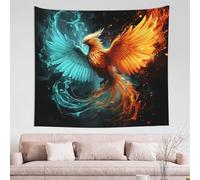 QGGHNISD Arazzo da parete fenice fuoco e acqua, 152 x 130 cm, decorazione da parete, poster estetico, adatto per camera da letto, soggiorno, dormitorio decorazione da parete