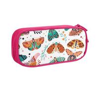 QGGHNISD Astuccio colorato con farfalle e falene, grande capacità, a doppio strato, con divisore, borsa per cancelleria, con cerniera, graziosa borsa per cosmetici stampata per scuola, ufficio, viaggi