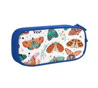 QGGHNISD Astuccio colorato con farfalle e falene, grande capacità, a doppio strato, con divisore, borsa per cancelleria, con cerniera, graziosa borsa per cosmetici stampata per scuola, ufficio, viaggi