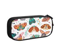 QGGHNISD Astuccio colorato con farfalle e falene, grande capacità, a doppio strato, con divisore, borsa per cancelleria, con cerniera, graziosa borsa per cosmetici stampata per scuola, ufficio, viaggi