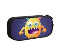 QGGHNISD Astuccio colorato con mostro dei cartoni animati, grande capacità, doppio strato con divisore, borsa per cancelleria, borsa per cosmetici con cerniera carina stampata per scuola, ufficio