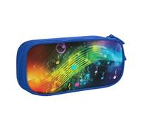 QGGHNISD Astuccio colorato con note musicali, grande capacità, a doppio strato, con divisore, borsa per cancelleria, borsa per cosmetici, con cerniera, per scuola, ufficio, viaggi, Blu, Taglia unica