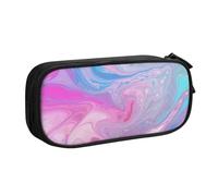 QGGHNISD Astuccio colorato in marmo rosa pastello, blu e viola, grande capacità, doppio strato con divisore, borsa per cancelleria, borsa per cosmetici con cerniera carina stampata per scuola, ufficio