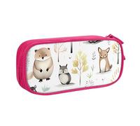QGGHNISD Astuccio con creature della foresta, grande capacità, a doppio strato, con divisore, borsa per cancelleria, con cerniera, graziosa borsa per cosmetici, per scuola, ufficio, viaggi, rosa