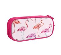 QGGHNISD Astuccio con fenicottero dipinto, grande capacità, a doppio strato, con divisore, borsa per cancelleria, con cerniera, graziosa borsa per cosmetici stampata per scuola, ufficio, viaggi, rosa