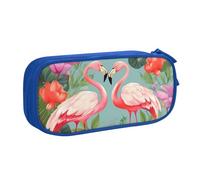 QGGHNISD Astuccio con fenicottero e fiori d'amore, grande capacità, doppio strato, con divisore, borsa per cancelleria, con cerniera, graziosa borsa per cosmetici stampata per scuola, ufficio, viaggi