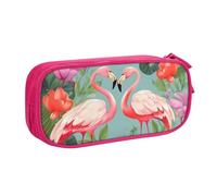 QGGHNISD Astuccio con fenicottero e fiori d'amore, grande capacità, doppio strato, con divisore, borsa per cancelleria, con cerniera, graziosa borsa per cosmetici stampata per scuola, ufficio, viaggi