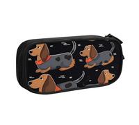 QGGHNISD Astuccio con scritta "I Love My Dog" a forma di bassotto, grande capacità, a doppio strato, con divisore, astuccio per cancelleria, con cerniera, grazioso astuccio per cosmetici, per scuola