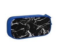 QGGHNISD Astuccio in marmo bianco e nero, grande capacità, a doppio strato, con divisore, borsa per cancelleria, con cerniera, graziosa borsa per cosmetici, per scuola, ufficio, viaggi, Blu, Taglia