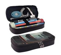 QGGHNISD Astuccio in pelle arancione a righe tigre, grande capacità, resistente, astuccio per cancelleria per studenti, adatto per cancelleria/cosmetici/piccoli oggetti, Rovine, Taglia unica, Beauty