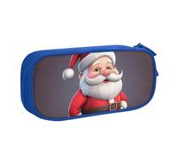 QGGHNISD Astuccio natalizio con Babbo Natale, grande capacità, a doppio strato, con divisore, borsa per cancelleria, con cerniera, graziosa borsa per cosmetici stampata per scuola, ufficio, viaggi