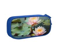 QGGHNISD Astuccio per matite con fiore di loto, grande capacità, a doppio strato, con divisore, borsa per cancelleria, con cerniera, graziosa borsa per cosmetici stampata per scuola, ufficio, viaggi