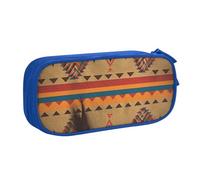 QGGHNISD Astuccio per matite nativo americano, grande capacità, a doppio strato, con divisore, borsa per cancelleria, con cerniera, graziosa borsa per cosmetici stampata per scuola, ufficio, viaggi
