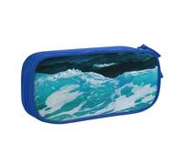 QGGHNISD Astuccio per matite Ocean Beach, grande capacità, a doppio strato, con divisore, borsa per cancelleria, con cerniera, graziosa borsa per cosmetici, per scuola, ufficio, viaggi, Blu, Taglia