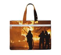 QGGHNISD Basset Hound, borsa in tela, organizer per documenti, con cerniera, borsa portatile da viaggio per ufficio, Fiamma del vigile del fuoco, Taglia unica