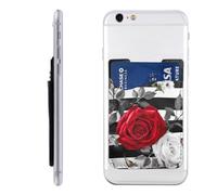 QGGHNISD Beagle Dog - Custodia per cellulare, porta carte di credito, per il retro della maggior parte degli smartphone, Nero Bianco Strisce Fiori Rosa Rosso, Taglia unica