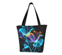 QGGHNISD Bella borsa di totalizzatore casuale della spalla delle donne dell'orchidea, borsa di grande capacità del poliestere, borsa della spesa della spiaggia di viaggio, Fiori al neon, Taglia unica
