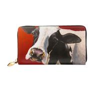 QGGHNISD Bellissimo portafoglio lungo da donna in pelle con cerniera, scomparti per carte, tasca per contanti, pochette, Animali Sfondo Rosso, Taglia unica