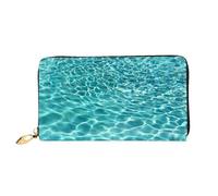 QGGHNISD Bellissimo portafoglio lungo da donna in pelle con cerniera, scomparti per carte, tasca per contanti, pochette, Acqua Piscina, Taglia unica