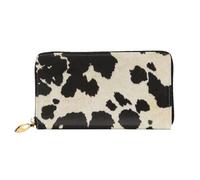 QGGHNISD Bellissimo portafoglio lungo da donna in pelle con cerniera, scomparti per carte, tasca per contanti, pochette, Pelle bovina bianca e nera, Taglia unica