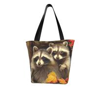 QGGHNISD Bichon Frise - Borsa a tracolla casual da donna, borsa da viaggio in poliestere di grande capacità, borsa per la spesa da viaggio, Procione Nel Foro Albero Autunno, Taglia unica