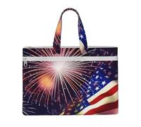 QGGHNISD Borsa a tracolla in tela con elefante, organizer per documenti, con cerniera, borsa da viaggio portatile per ufficio, Fuochi d'artificio bandiera, Taglia unica