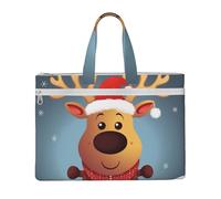 QGGHNISD Borsa a tracolla in tela con elefante, organizer per documenti, con cerniera, borsa da viaggio portatile per ufficio, Simpatica renna natalizia, Taglia unica