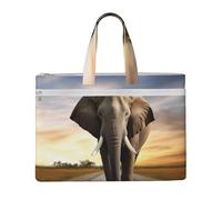 QGGHNISD Borsa a tracolla in tela con elefanti africani selvatici borsa organizer per documenti con cerniera borsa portatile da viaggio per ufficio, Elefante che cammina., Taglia unica
