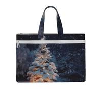 QGGHNISD Borsa a tracolla in tela con fiori e farfalle, organizer per documenti, con cerniera, borsa portatile da viaggio per ufficio, Albero di Natale con neve, Taglia unica