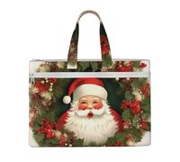 QGGHNISD Borsa a tracolla in tela con stampa mucca in bianco e nero Borsa organizer per documenti Borsa da viaggio portatile per ufficio, Ghirlanda di Babbo Natale per le vacanze di Natale, Taglia