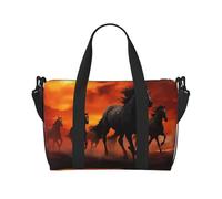 QGGHNISD Borsa da viaggio a tracolla per targa, impermeabile, grande capacità, Cavalli Rosso Nuvole Incandescenti, Taglia unica