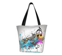 QGGHNISD Borsa di totalizzatore casuale della spalla delle donne bianche e nere, borsa del poliestere di grande capacità, borsa di acquisto della spiaggia di viaggio, Musical Con Spray, Taglia unica