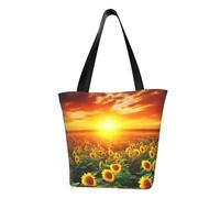 QGGHNISD Borsa di totalizzatore casuale della spalla delle donne del fuochi d'artificio della bandiera, borsa del poliestere di grande capacità, borsa della, Tramonto da sogno di un campo di girasoli